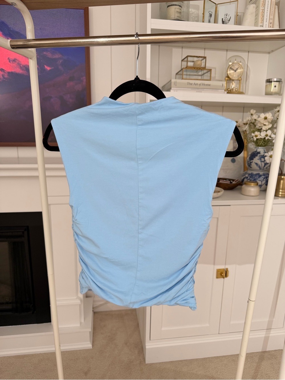 Abercrombie & Fitch Light Blue Sleeveless Ruched Tank - Picture 3 of 4